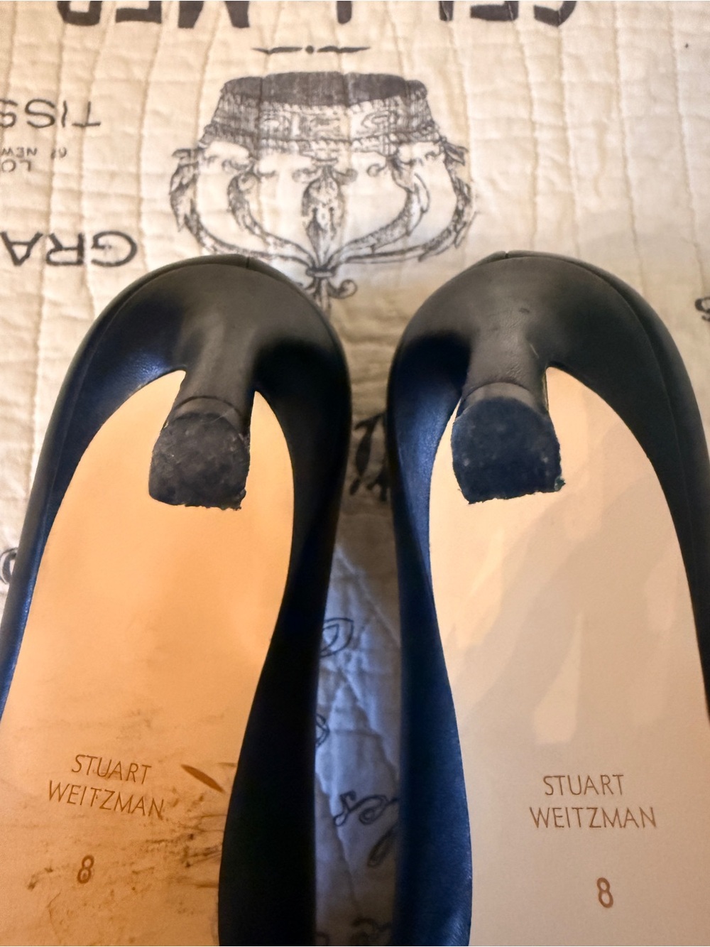 Stuart Weitzman Black Pointed Toe Leather Pumps Heels Size 8 - Picture 9 of 13